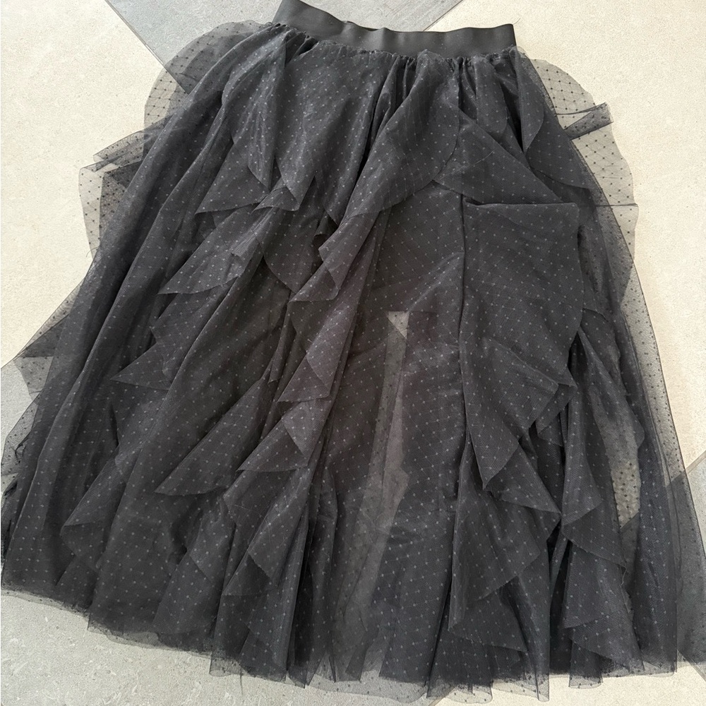 Sincerely Jules Black Layered Tulle Midi Skirt